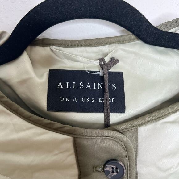 Allsaints Foxi Quilted Liner Jacket Green Size 6 - Picture 3 of 6